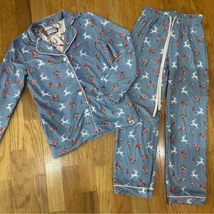 SweetHoney girls Christmas pajamas set deer floral size 10